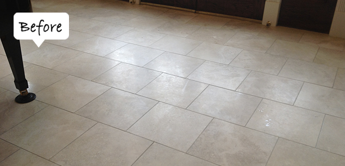 Sir Grout Bucks Travertine Before Honing and Polishing