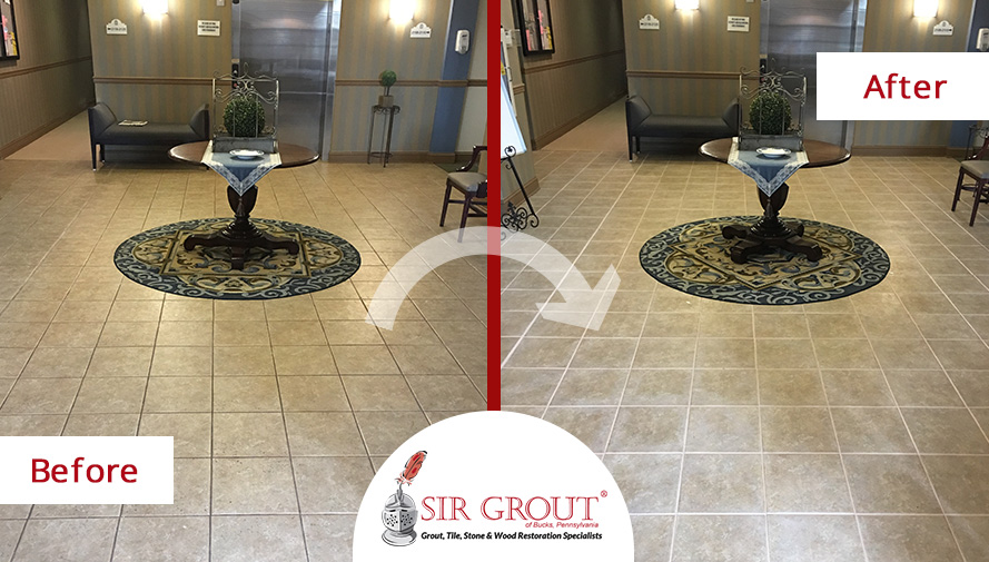Before and After Image of a Tile and Grout Cleaning Service in Langhorne, PA