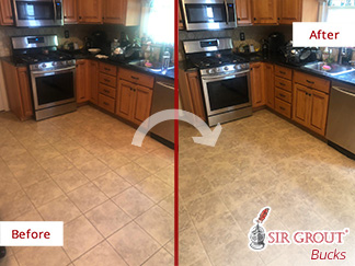 Before and after Picture of a Grout Cleaning Service in Southampton, PA