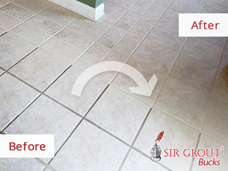 Before and After Picture of a Grout Cleaning Service in Royersford, PA