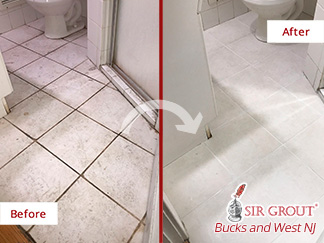 Image of a Bathroom Before and After Our Tile Cleaning in Somerville, NJ