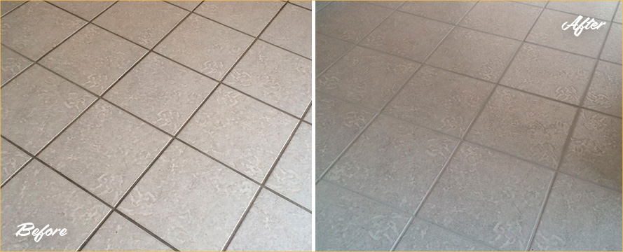 Before and After Floor Grout Cleaning in Allentown, Pa