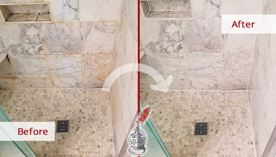 Shower Before and After Our Caulking Services in Jamison, PA