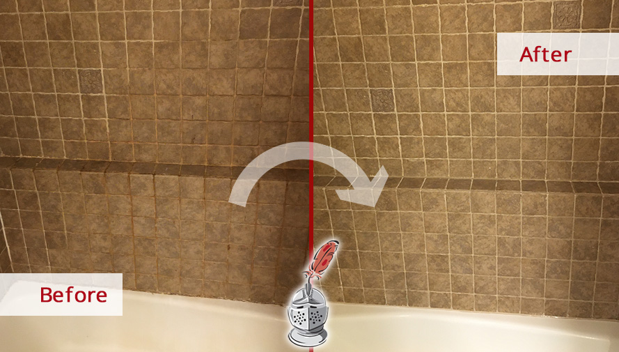 Shower Walls Before and After Our Grout Cleaning Services in Doylestown, PA