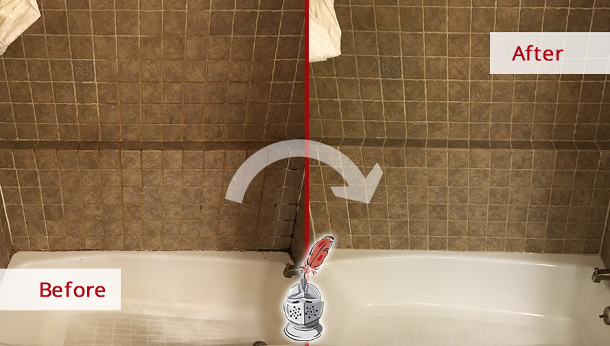 Tile Shower Before and After Our Grout Cleaning Services in Doylestown, PA