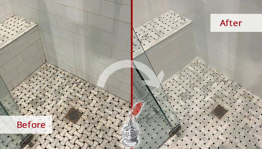 Shower Before and After Our Caulking Services in Flemington, NJ