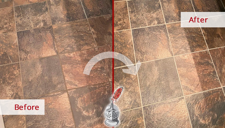 Floor Before and After a Superb Grout Sealing in Bedminster, PA