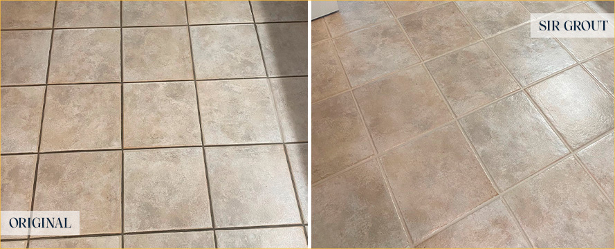 Tile Floor Before and After a Remarkable Grout Sealing in Bedminster, PA