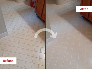 Bathroom Floor Before and After Our Grout Sealing in New Hope, PA