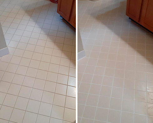 Bathroom Floor Before and After Our Grout Sealing in New Hope, PA