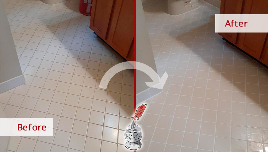 Bathroom Floor Before and After Our Grout Sealing in New Hope, PA