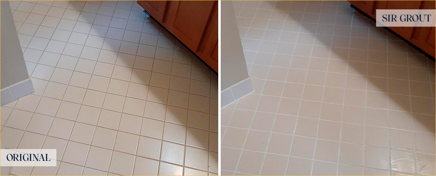 Bathroom Floor Before and After Our Grout Sealing in New Hope, PA