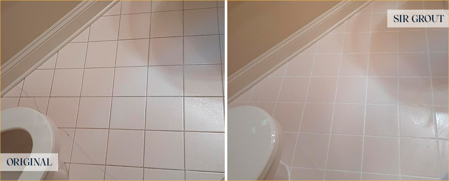 Bathroom Before and After Our Grout Sealing in New Hope, PA