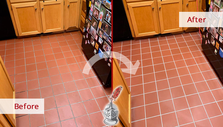 Kitchen Floor Before and After a Tile Cleaning in Warminster, PA