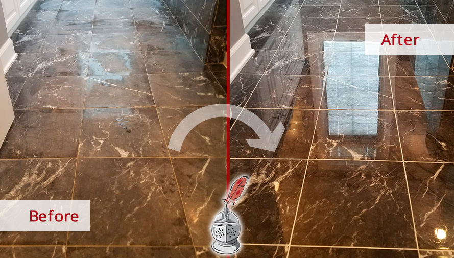 Stone Floor Before and After Our Stone Polishing in Philadelphia, PA