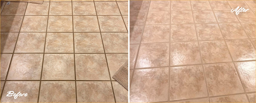 Floor Before and After a Superb Grout Cleaning in Bridgewater, NJ