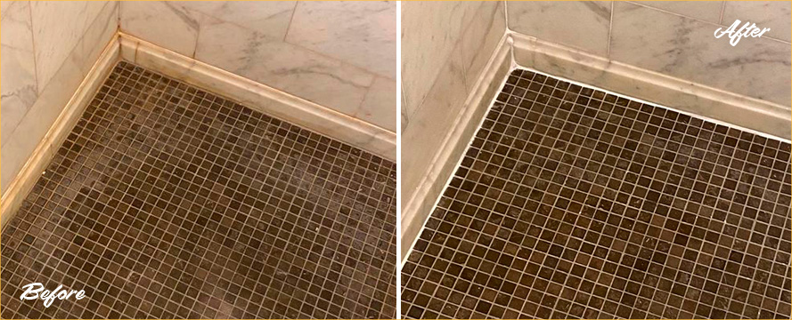 Shower Floor Restored by Our Tile and Grout Cleaners in Bethelem, PA