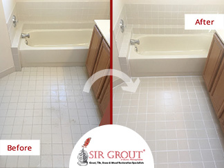Before and After Picture of a Grout Cleaning Service in Chalfont, PA