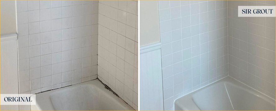 Shower Stall Before and After a Tile Cleaning in Haverford