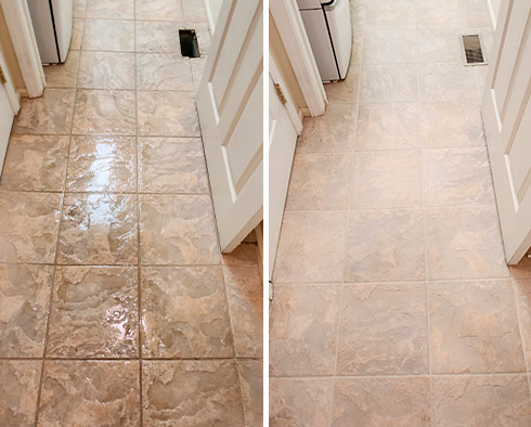 Ceramic Tile Floor Before and After a Tile Cleaning in Allentown