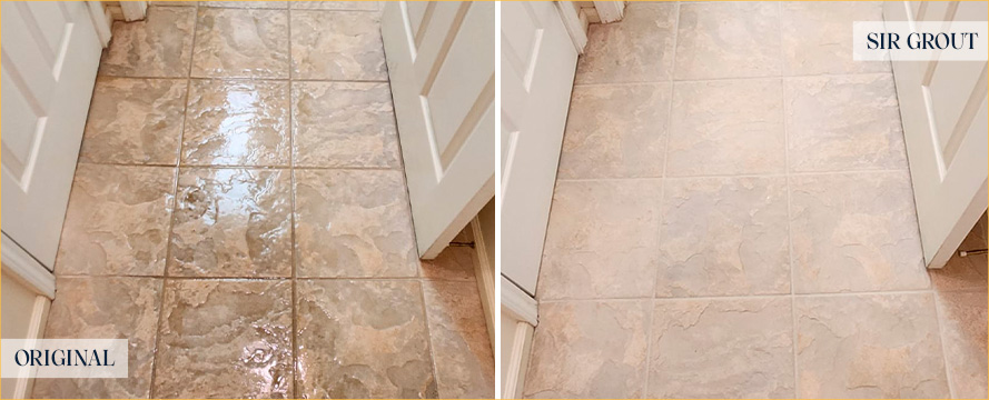 Ceramic Tile Floor Before and After a Tile Cleaning in Allentown