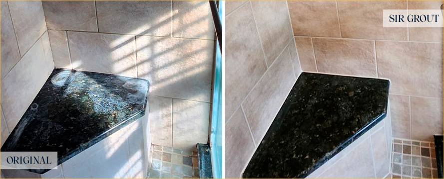 Shower Seams Before and After a Service from Our Tile and Grout Cleaners in Bethlehem