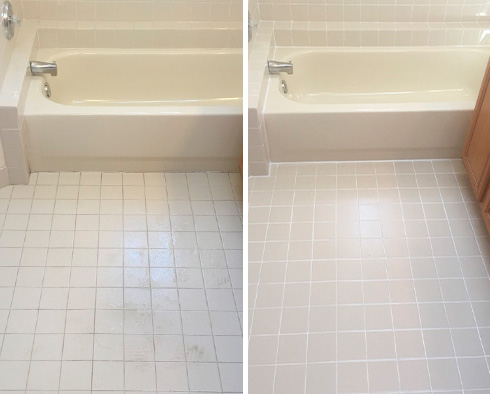 Before and After Picture of a Grout Cleaning Service in Ambler, Pennsylvania