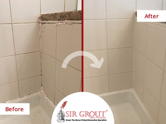 Before and After Picture of a Shower's Caulking Service in Horsham, Pennsylvania