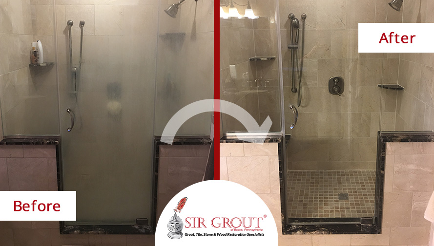 Before and After Image of a Grout Sealing Service in Allentown, PA