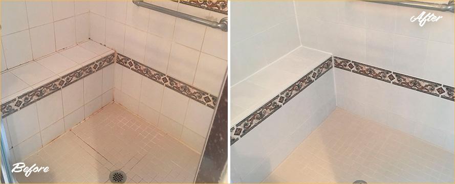 Before and After Picture of a Shower Caulking Services in Glenside, Pennsylvania