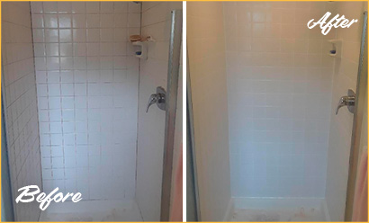 Before and After Picture of a Shower Tile Cleaning Service in Bethehem, PA