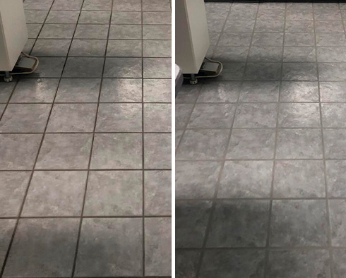 Kitchen Floor Before and After a Grout Cleaning in Richboro, PA