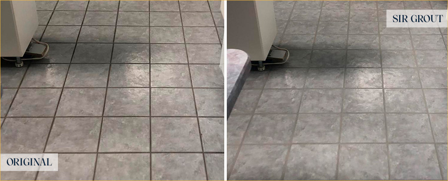 Kitchen Floor Before and After a Grout Cleaning in Richboro, PA