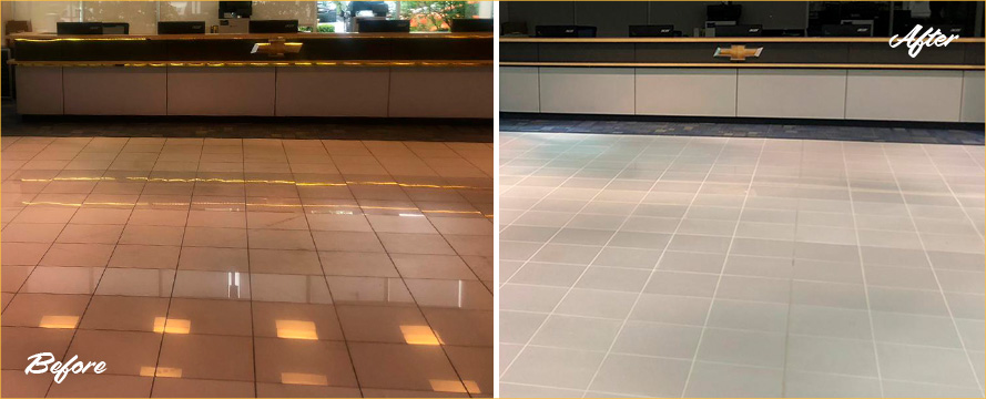 Before and after Picture of This Floor after a Tile Cleaning Job in Royersford, PA