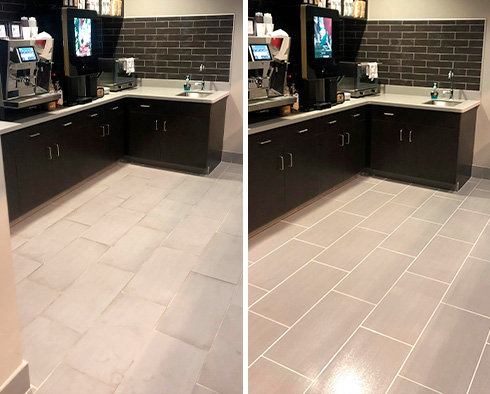 Picture of a Ceramic Floor Before and After a Tile Sealing Service in Royersford, PA