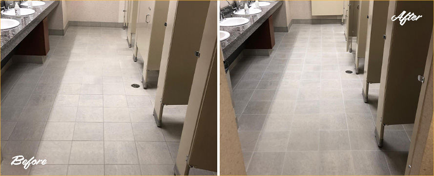 Restroom Floor Before and After a Superb Grout Sealing in Blue Bell, PA