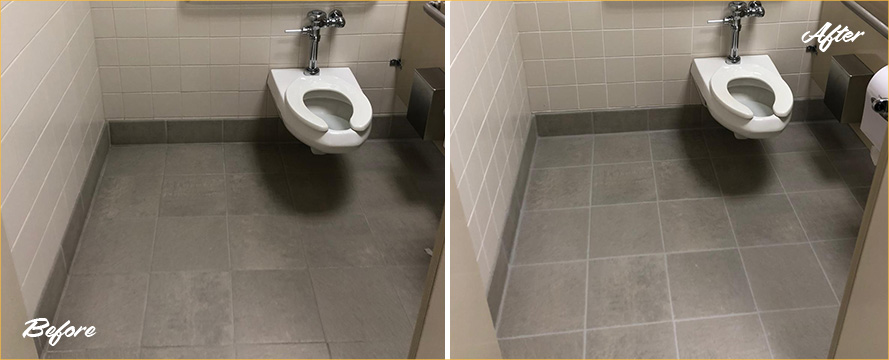 Restroom Floor Before and After an Excellent Grout Sealing in Blue Bell, PA