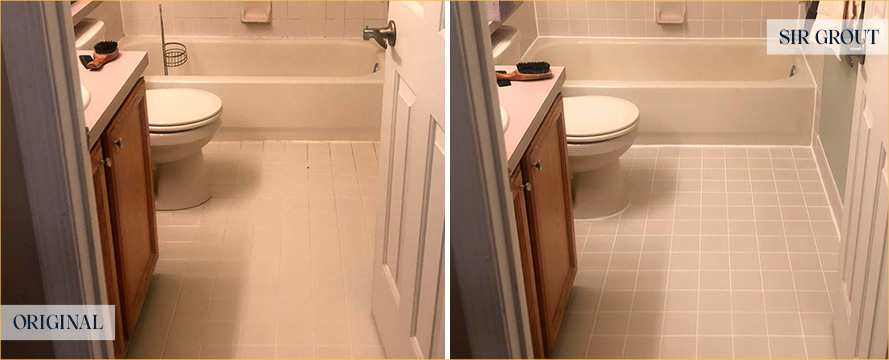 Bathroom Area Before and After Our Grout Cleaning in Newtown, PA