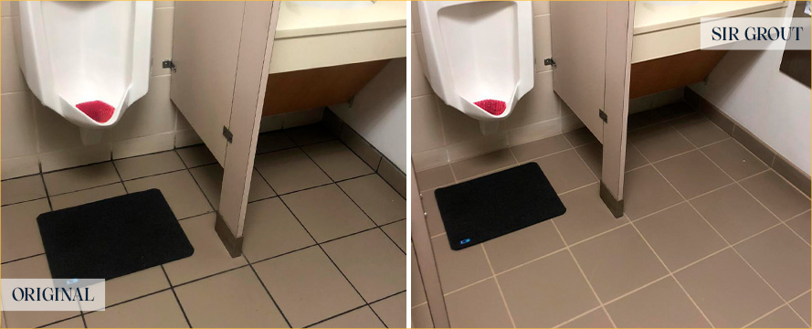Bathroom Floor Before and After Our Grout Sealing Services in Newtown, PA