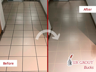 Before and After Performing Our Grout Sealing Services in Newtown, PA