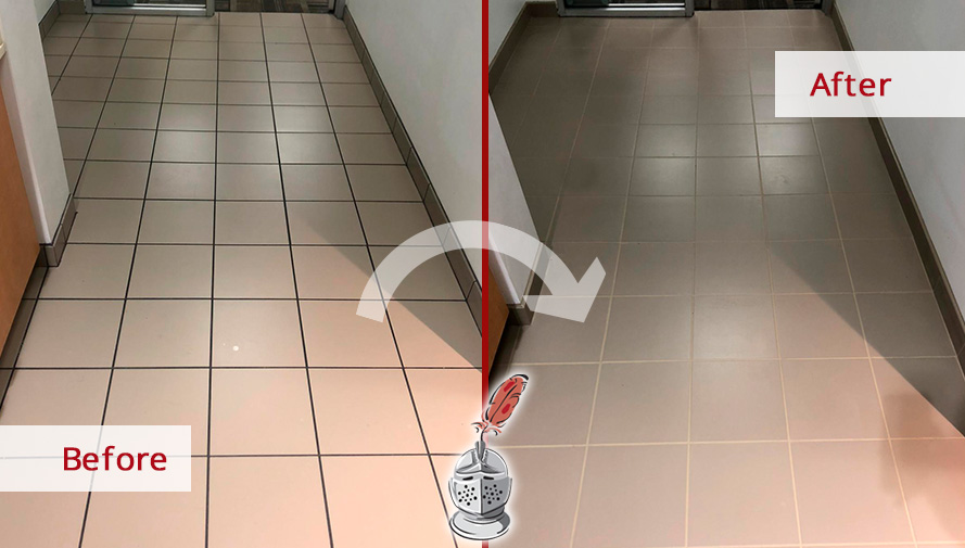 Before and After Performing Our Grout Sealing Services in Newtown, PA