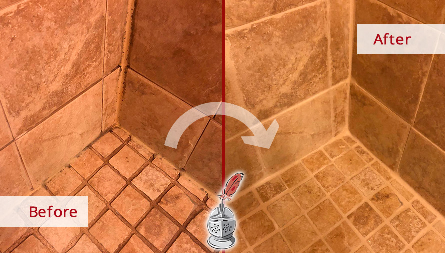 Before and After Image of a Shower After a Superb Grout Sealing in Doylestown, PA