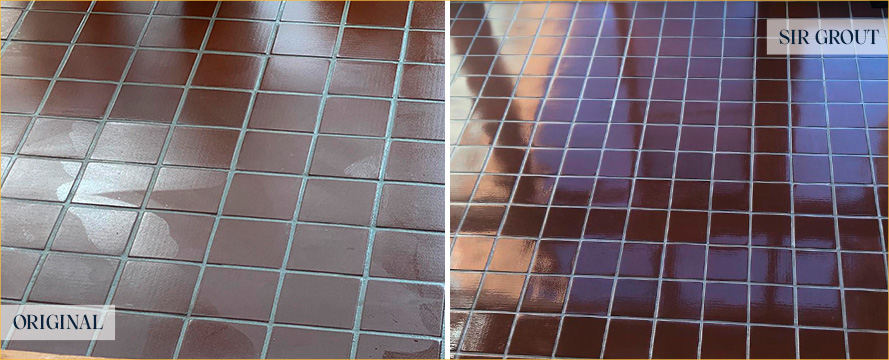 Terracotta Floor Before and After Hard Surface Restoration Services in Huntingdon Valley