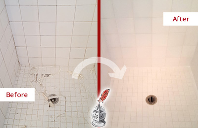 Sir Grout Caulks this Fort Washington Bathroom Re-Caulked To Repair Damaged Caulking Before and After Picture of a Fort Washington Bathroom Re-Caulked To Repair Damaged Caulking
