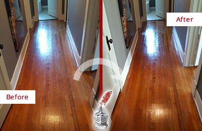 Before and After Picture of a Gladwyne Wood Deep Cleaning Service on a Floor to Eliminate Scratches